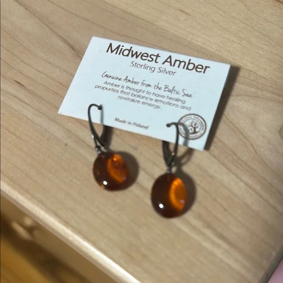 Amber Sterling Silver Earrings - Picture 2 of 3